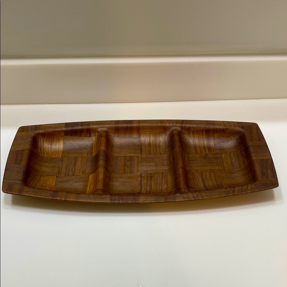 Vintage Weavewood Minneapolis Mid Century Modern 3 Section Serving Tray